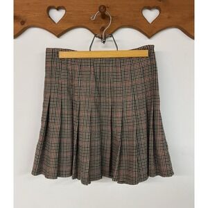 Brandy Melville Plaid Pleated Mini Skirt 27" Waist Grunge Y2K Library Academia